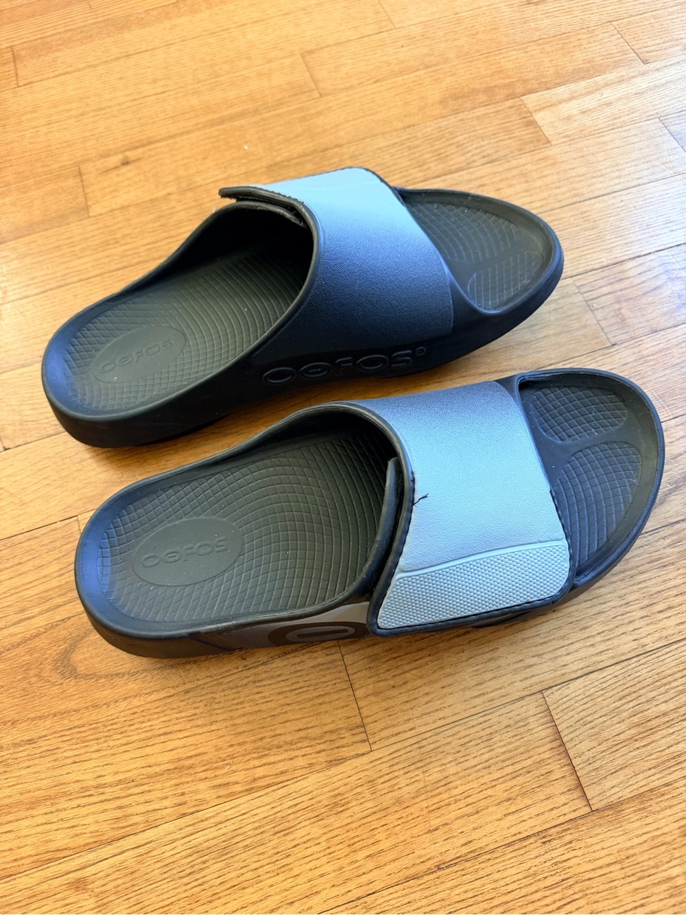 OOFOS OOahh Sport Flex Recovery Slide Sandals Men 12 Women 14 Slate Black